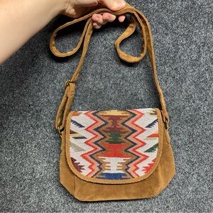 Tapestry Faux Suede Southwestern Crossbody Bag Boho Desert Cowgirl Festival